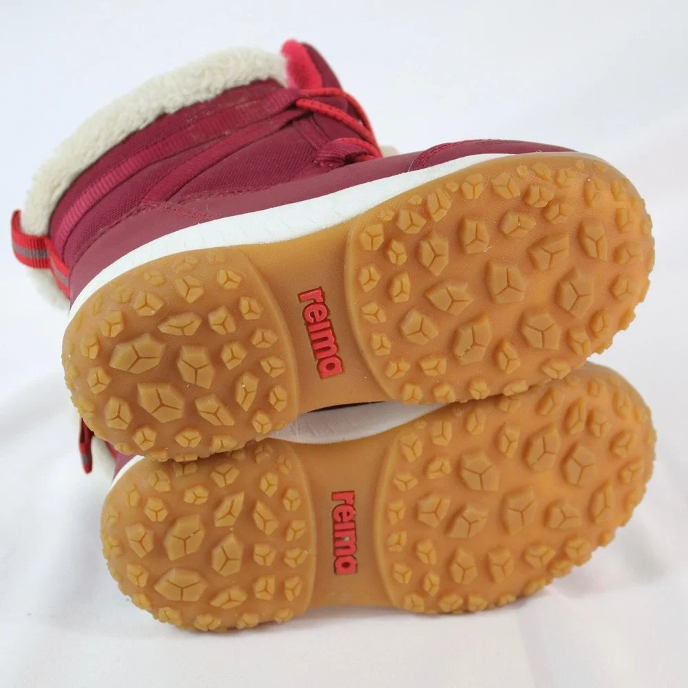 Reima Burgundy Red Winter Faux Fur Trim Waterproof Boots Kids Size 24 / US 8